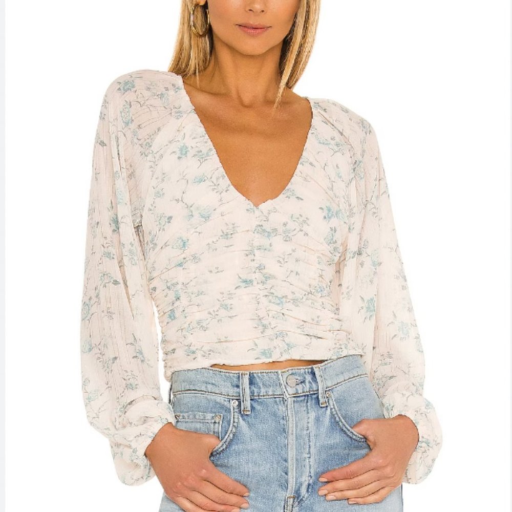 Free People final rose blouse in vintage combo ruched waist blouse size medium